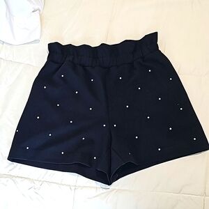 Super High Waisted Rhinestone Pull On Paperbag Shorts